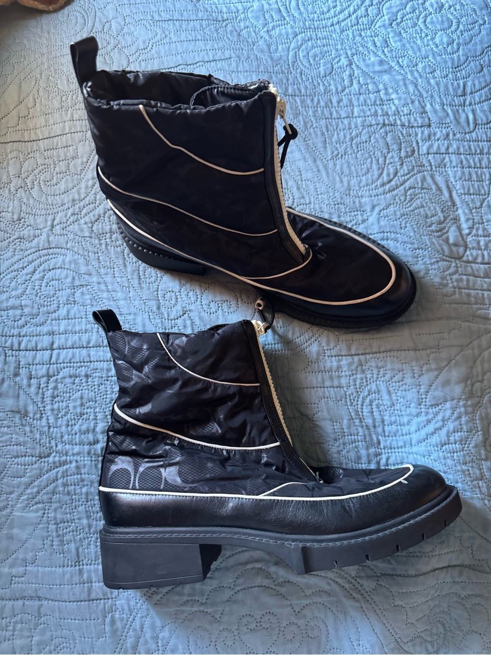 Coach Leona nylon black booties